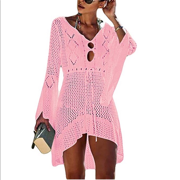 Pink Crochet Coverup - Picture 2 of 3